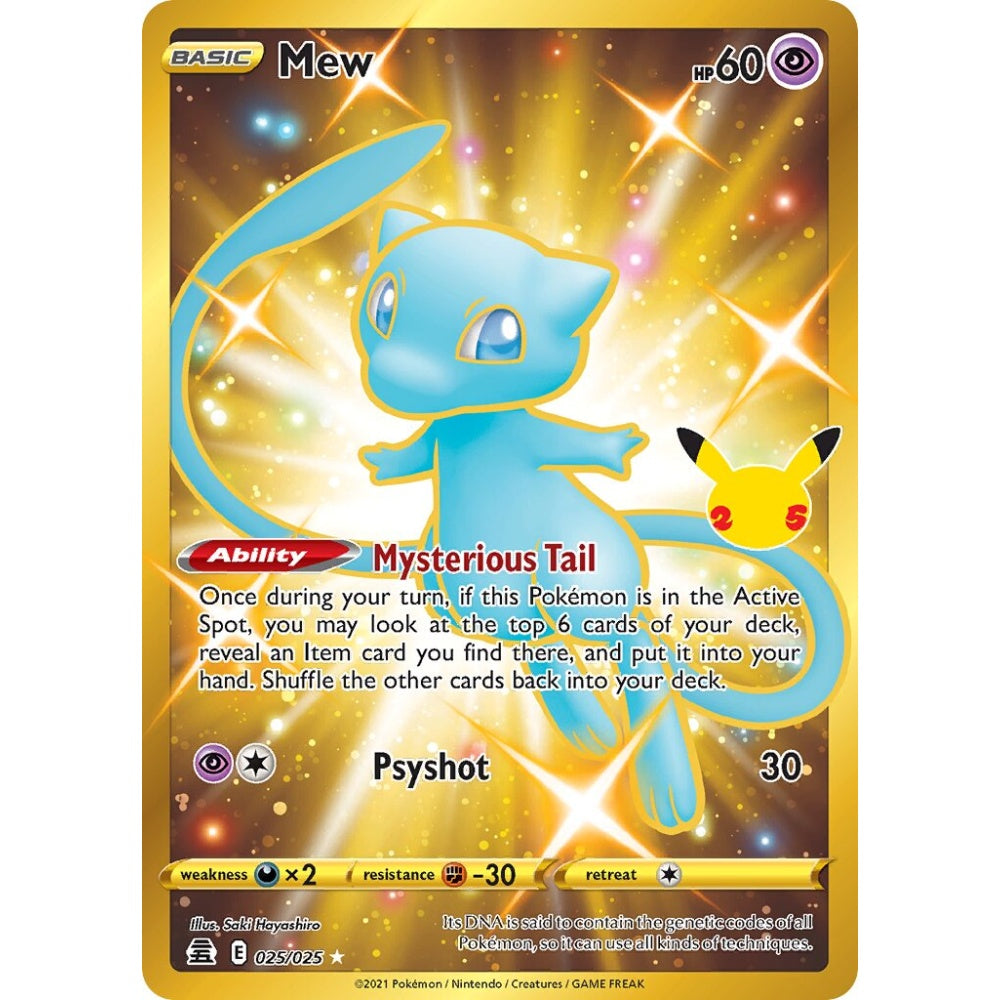 Mew Rare Secret 025/025 Pokemon Card Game Celebrations