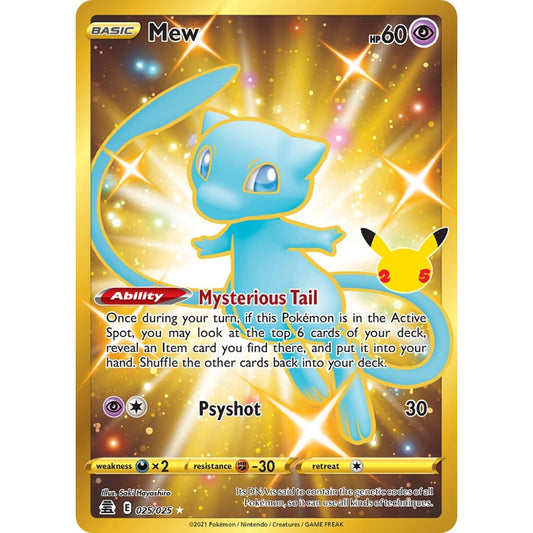 Mew Rare Secret 025/025 Pokemon Card Game Celebrations
