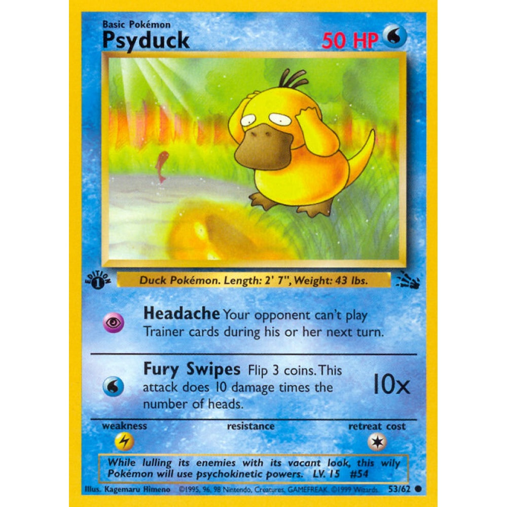 Psyduck Common 53/62 Pokemon Card Game Fossil