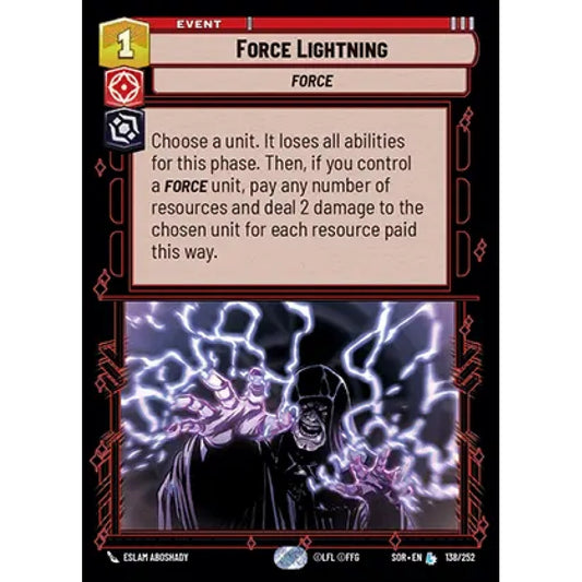 Force Lightning, 138, L, Star Wars Unlimited, Sparks Of Rebellion