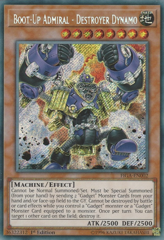 Boot-Up Admiral - Destroyer Dynamo FIGA-EN002 Secret Secret Rare Yu-Gi-Oh Fists of the Gadgets in Art