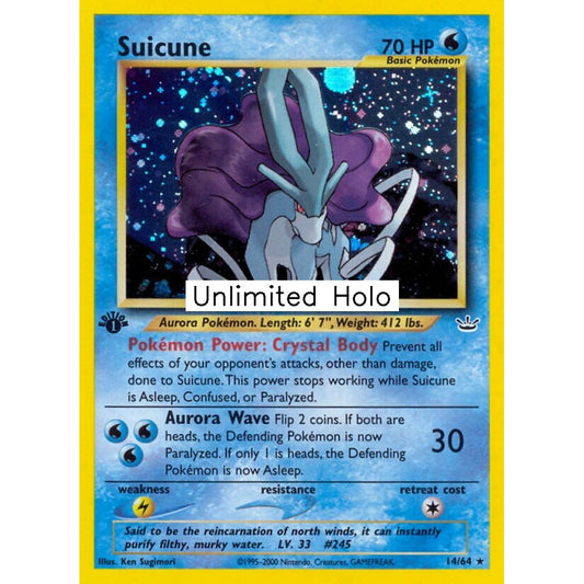 Suicune Rare Holo 14/64 Pokemon Card Game Neo Revelation
