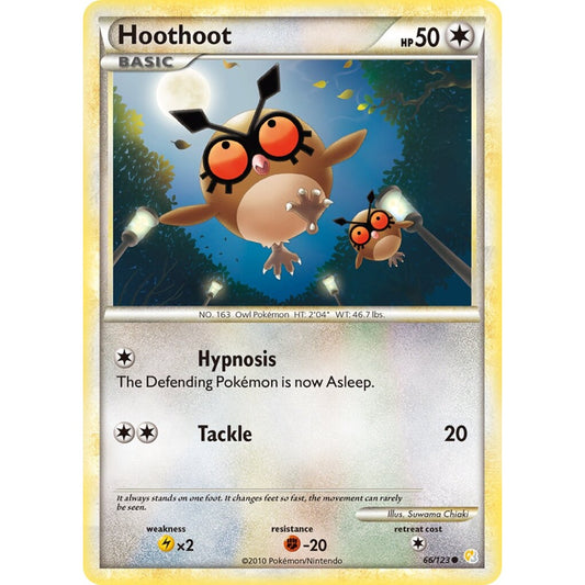 Hoothoot Common 66/123 Pokemon Card Game HeartGold & SoulSilver
