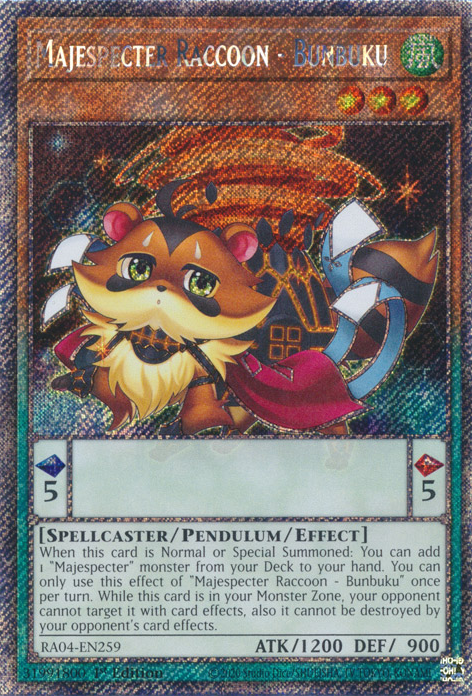 Majespecter Raccoon - Bunbuku MZMI-EN072 Super Super Rare Yu-Gi-Oh Maze of Millennia in Art