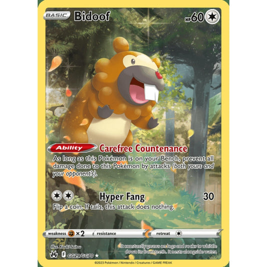 Bidoof Illustration Rare GG29/GG70 Pokemon Card Game Crown Zenith