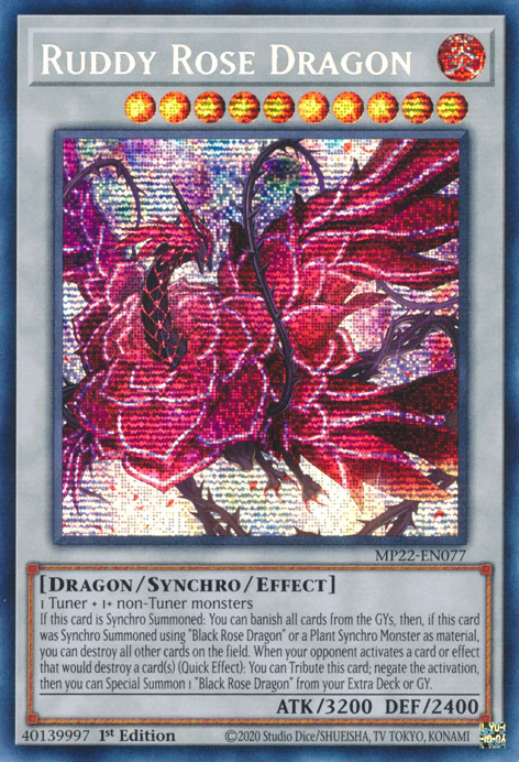 Ruddy Rose Dragon MP22-EN077 Prismatic Prismatic Secret Rare Yu-Gi-Oh 2022 Tin of the Pharaoh%27s Gods in Art