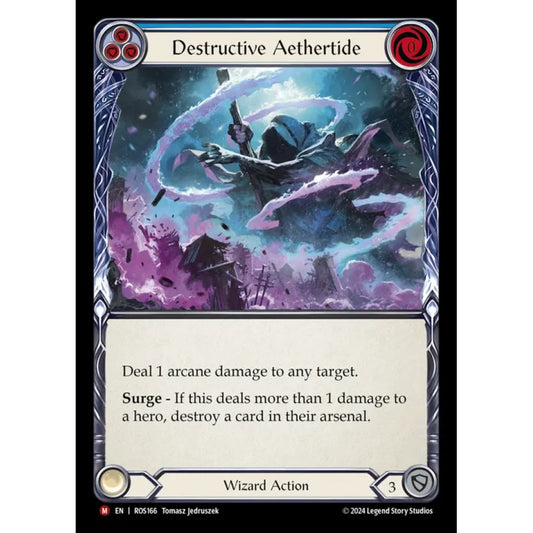 Destructive Aethertide ROS166-RF Majestic Flesh & Blood Trading Card Game Rosetta in Rainbow Foil Art