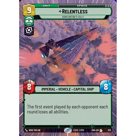 Relentless, 353, R, Star Wars Unlimited, Sparks Of Rebellion