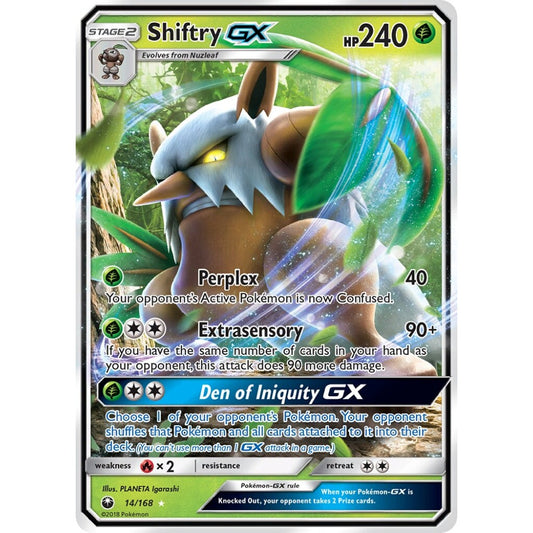 Shiftry-GX Rare Holo GX 14/168 Pokemon Card Game Celestial Storm