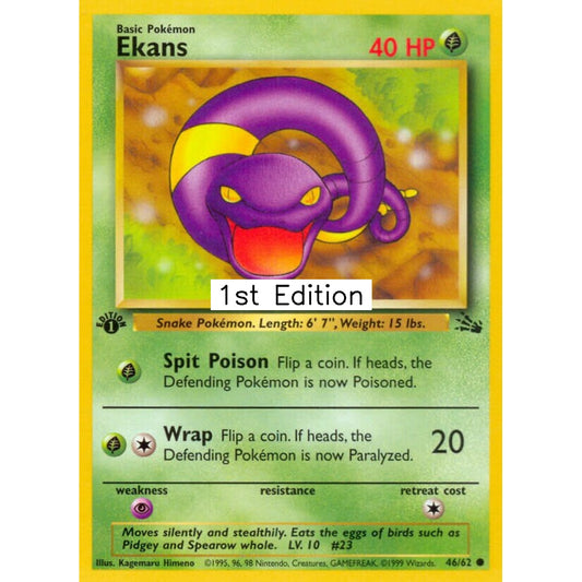 Ekans Common 46/62 Pokemon Card Game Fossil
