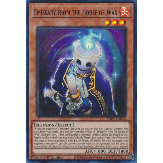 Emissary from the House of Wax PHNI-EN030 Super Super Rare Yu-Gi-Oh Phantom Nightmare in Art