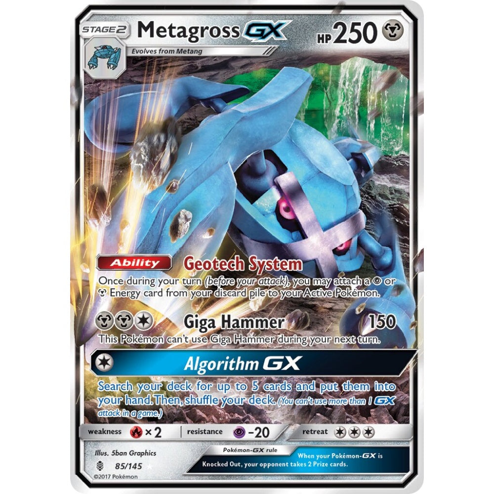 Metagross-GX Rare Holo GX 85/145 Pokemon Card Game Guardians Rising