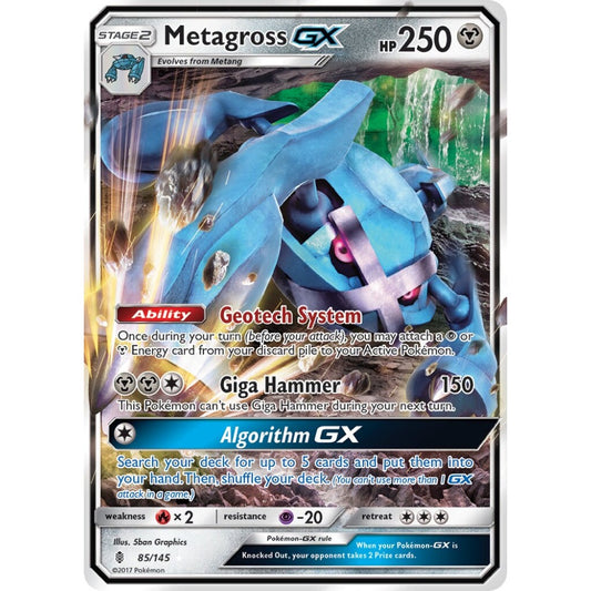 Metagross-GX Rare Holo GX 85/145 Pokemon Card Game Guardians Rising