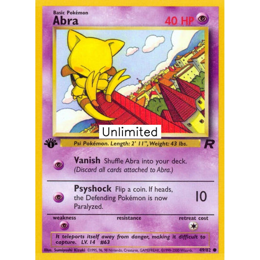 Abra Common 49/82 Pokemon Card Game Team Rocket