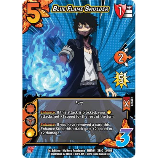 Blue Flame Smolder, 003/108, XR-C, UniVersus, MHA04 League of Villains