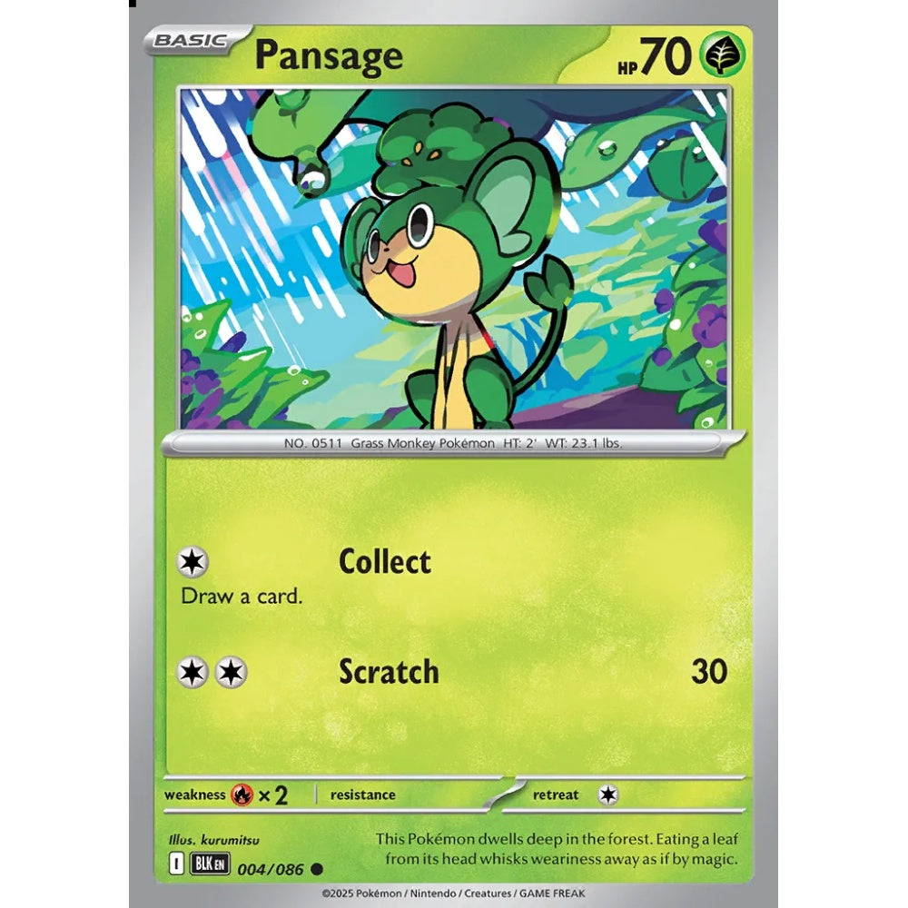 Pansage Common 004/086 Pokemon Card Game Black Bolt