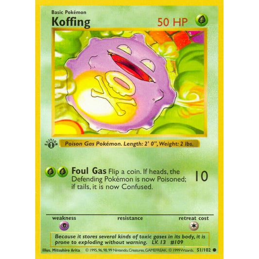 Koffing Common 51/102 Pokemon Card Game Base Set