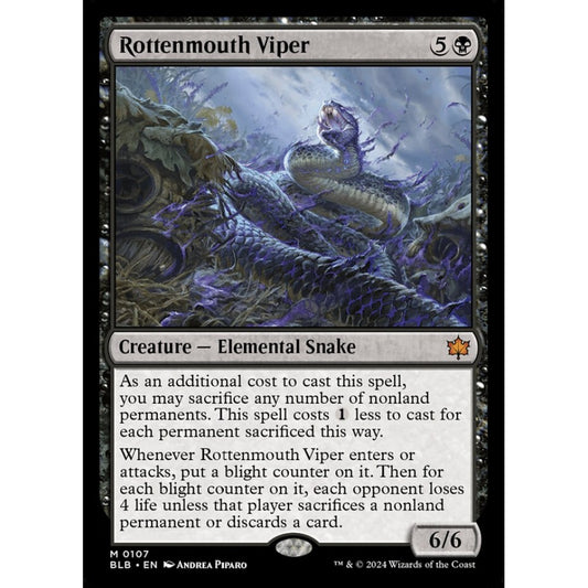 Rottenmouth Viper, 107, mythic, Magic: The Gathering, Bloomburrow