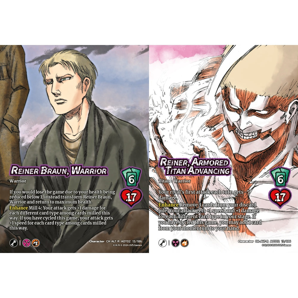 Reiner Braun, Warrior, 13/186, AOT02, Universus, Attack on Titan: Origins of Power, Character, CH-R-ALT