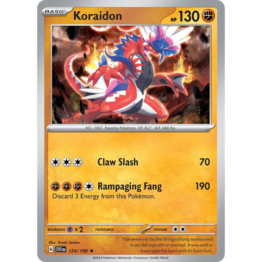 Koraidon Rare 124/198 Pokemon Card Game Scarlet & Violet