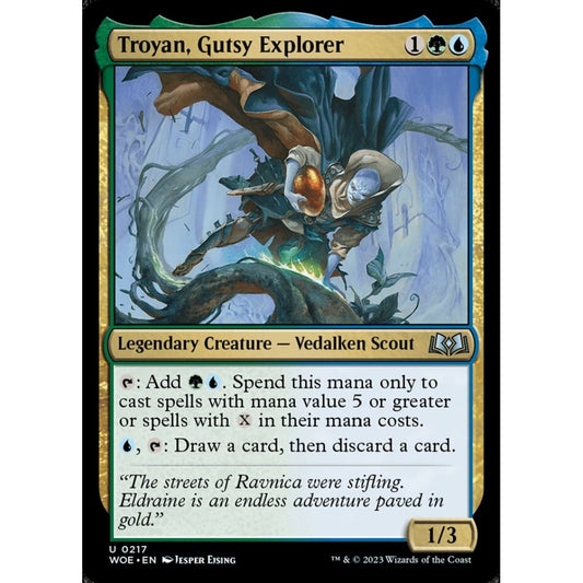 Troyan, Gutsy Explorer, uncommon, 217, Magic the Gathering, Wilds of Eldraine