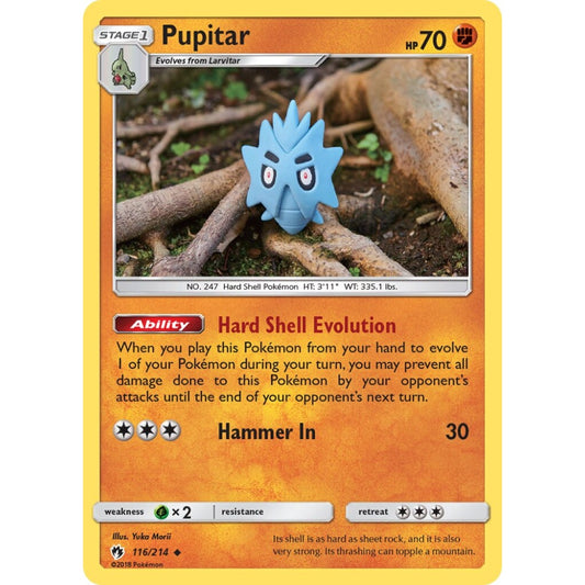 Pupitar Uncommon 116/214 Pokemon Card Game Lost Thunder