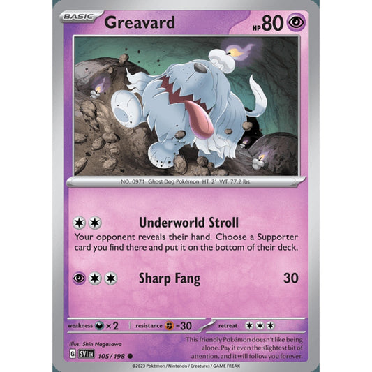 Greavard Common 105/198 Pokemon Card Game Scarlet & Violet