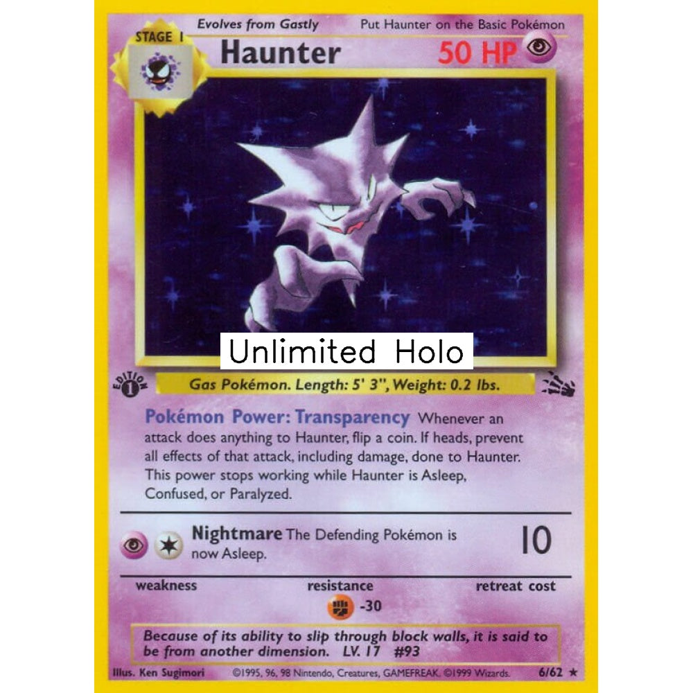 Haunter Rare Holo 6/62 Pokemon Card Game Fossil