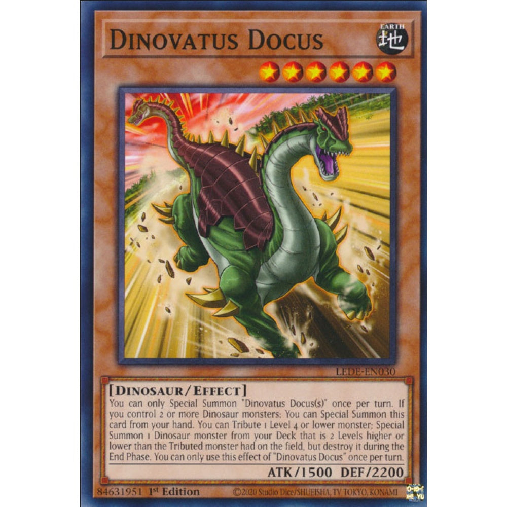 Dinovatus Docus, LEDE-EN030, Common, Yu-Gi-Oh!, Legacy of Destruction