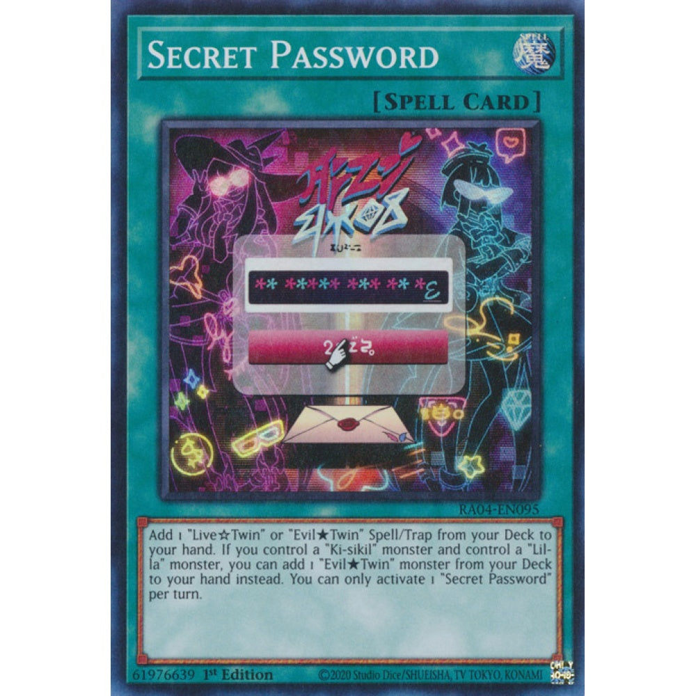 Secret Password RA04-EN095 Secret Secret Rare Yu-Gi-Oh Quarter Century Stampede in Art
