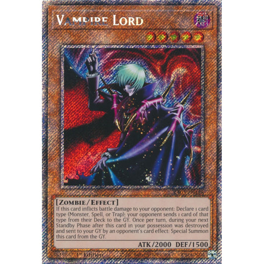 Vampire Lord RA03-EN128 Platinum Platinum Secret Rare Yu-Gi-Oh Quarter Century Bonanza in Art