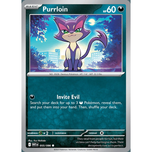Purrloin Common 55/086 Pokemon Card Game White Flare