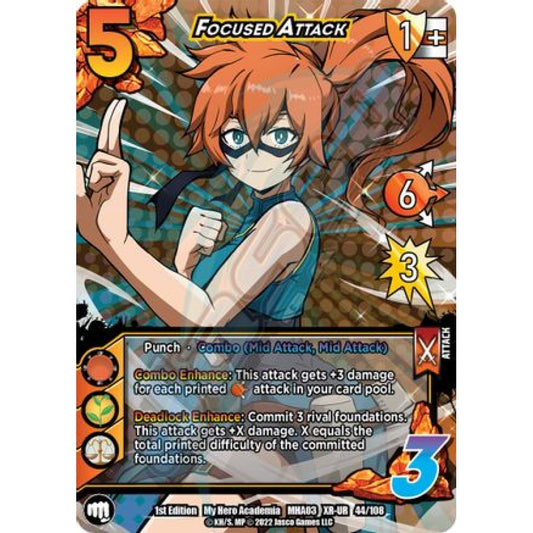Focused Attack, 44/108, XR-UR, UniVersus, MHA03 Heroes Clash