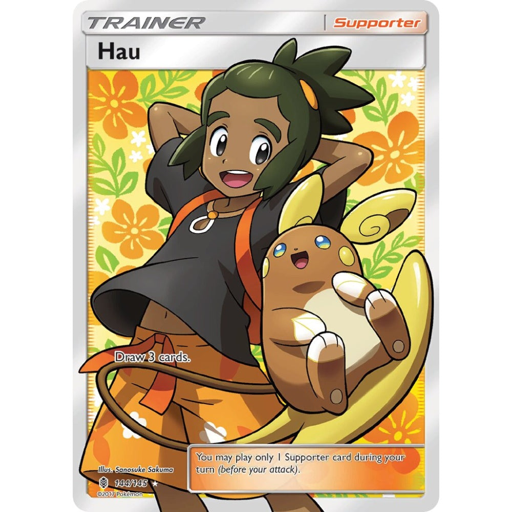 Hau Rare Ultra 144/145 Pokemon Card Game Guardians Rising
