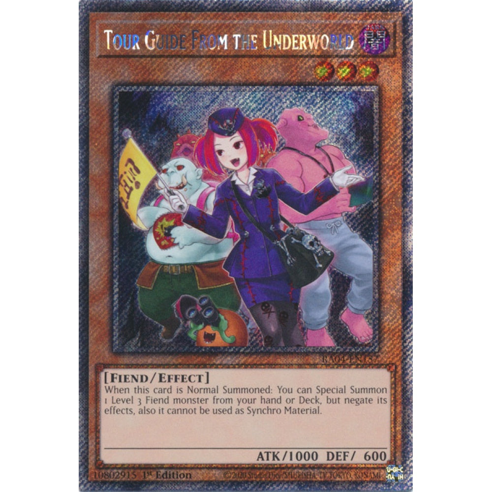 Tour Guide From the Underworld RA04-EN157 Platinum Platinum Secret Rare Yu-Gi-Oh Quarter Century Stampede in Alt-Art Art