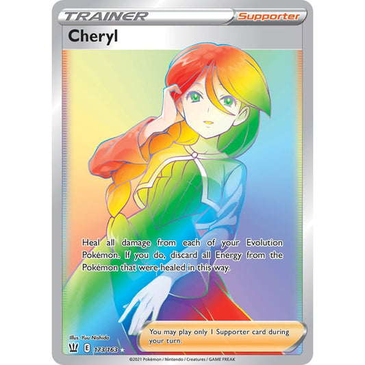 Cheryl Rare Rainbow 173/163 Pokemon Card Game Battle Styles