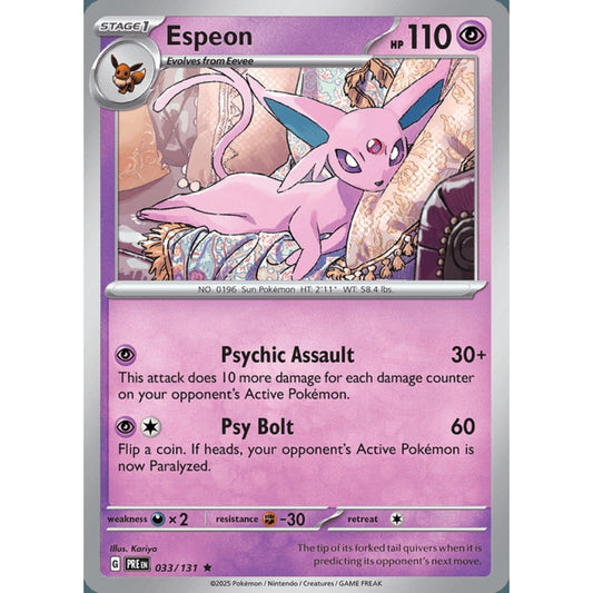 Espeon Rare 033/131 Pokemon Card Game Prismatic Evolutions