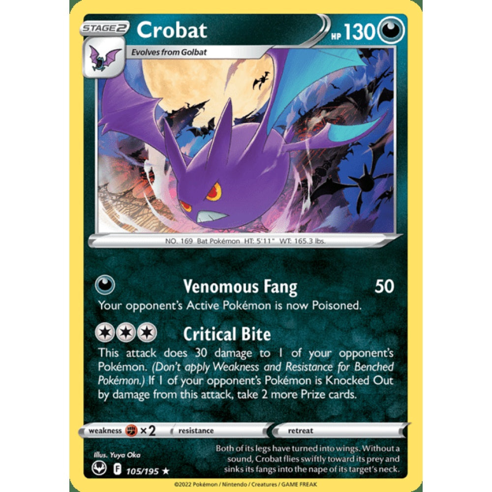 Crobat Holo Rare 105/195 Pokemon Card Game Silver Tempest