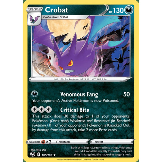 Crobat Holo Rare 105/195 Pokemon Card Game Silver Tempest