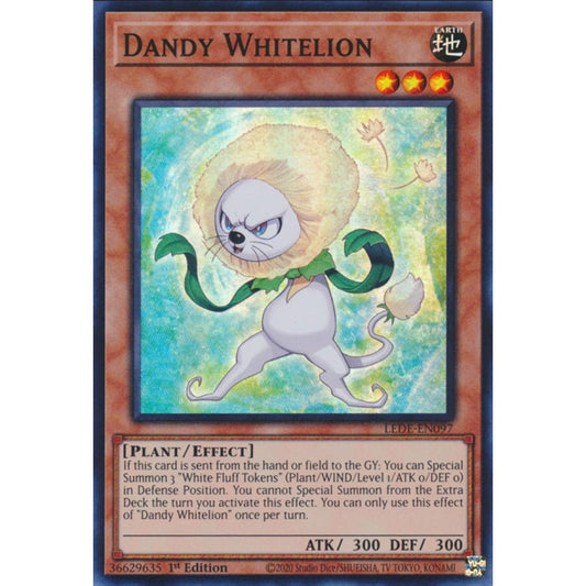 Dandy Whitelion, LEDE-EN097, Super Rare, Yu-Gi-Oh!, Legacy of Destruction