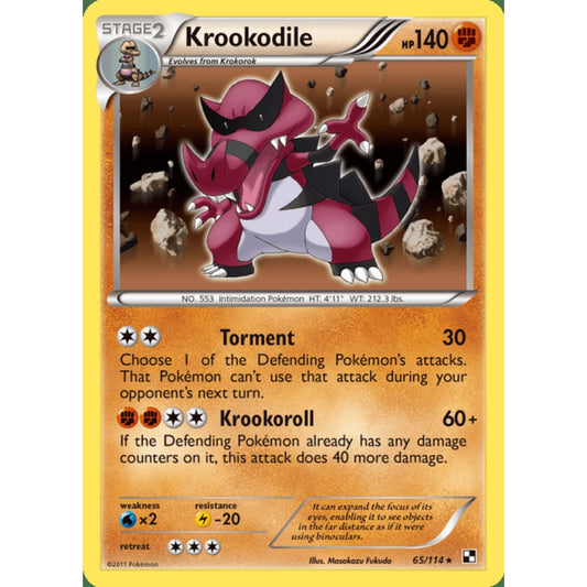 Krookodile Holo Rare 65/114 Pokemon Card Game Black & White
