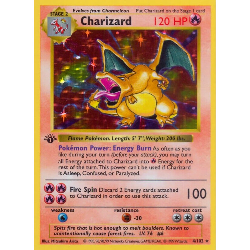 Charizard Rare Holo 4/102 Pokemon Card Game Base Set