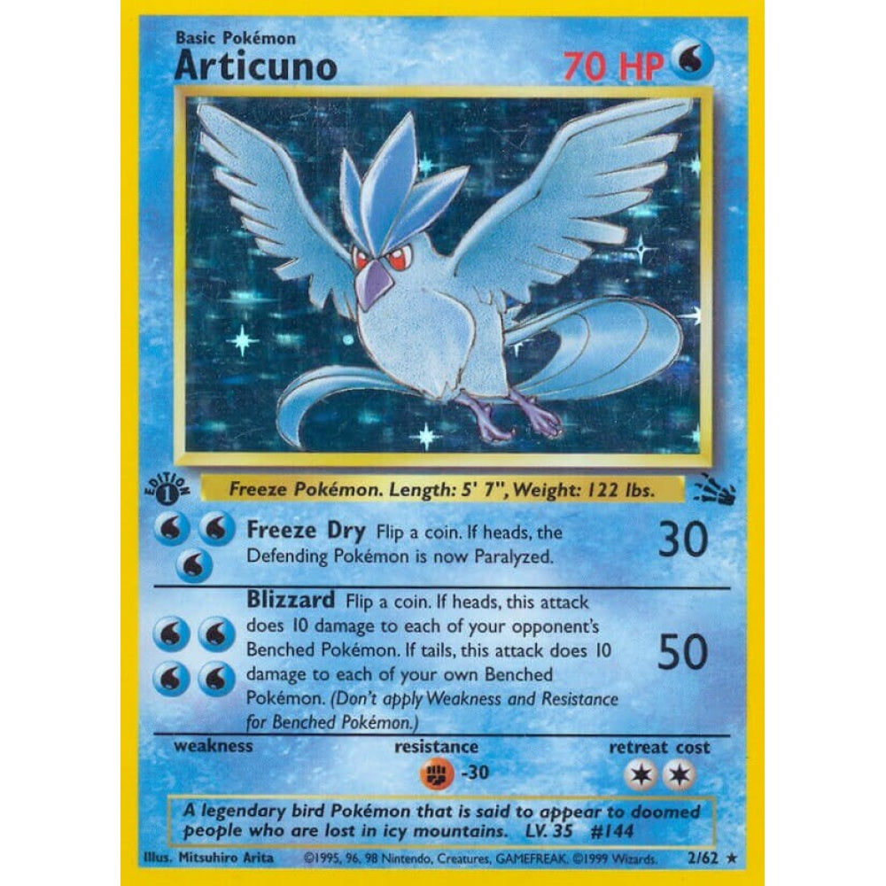 Articuno Rare Holo 2/62 Pokemon Card Game Fossil
