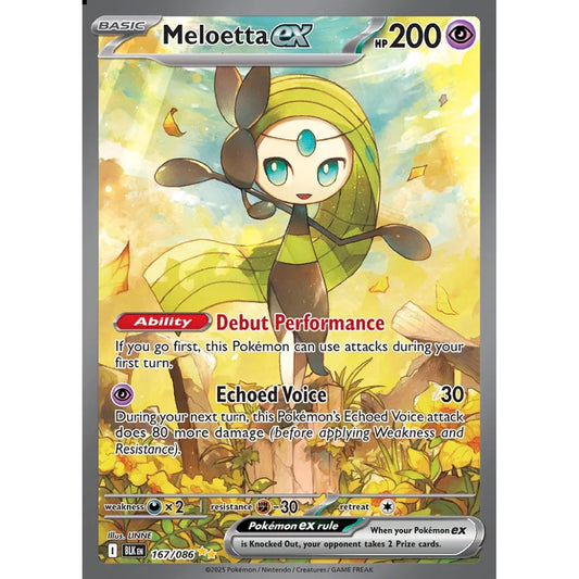 Meloetta ex Special Illustration Rare 167/086 Pokemon Card Game Black Bolt