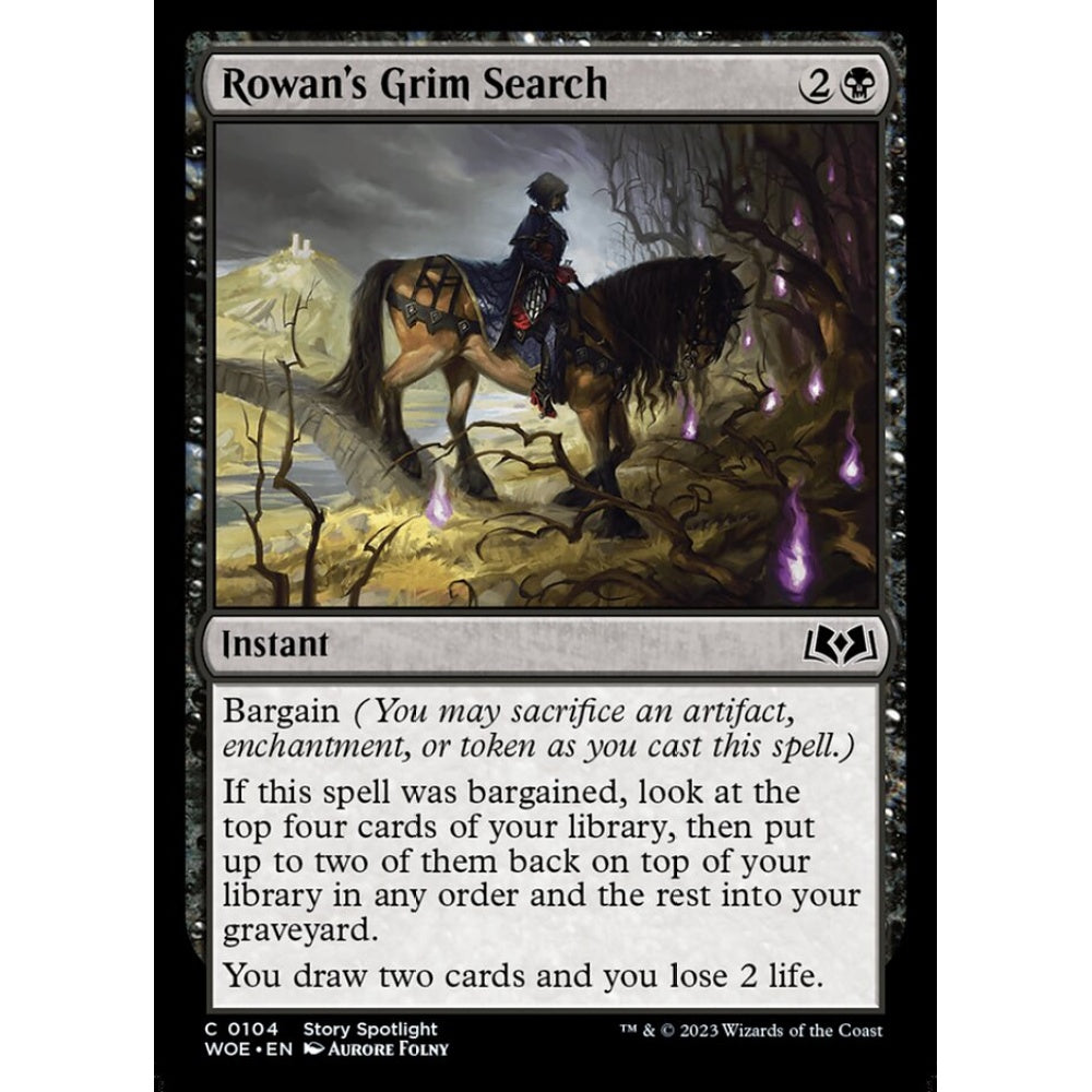 Rowan's Grim Search, common, 104, Magic the Gathering, Wilds of Eldraine