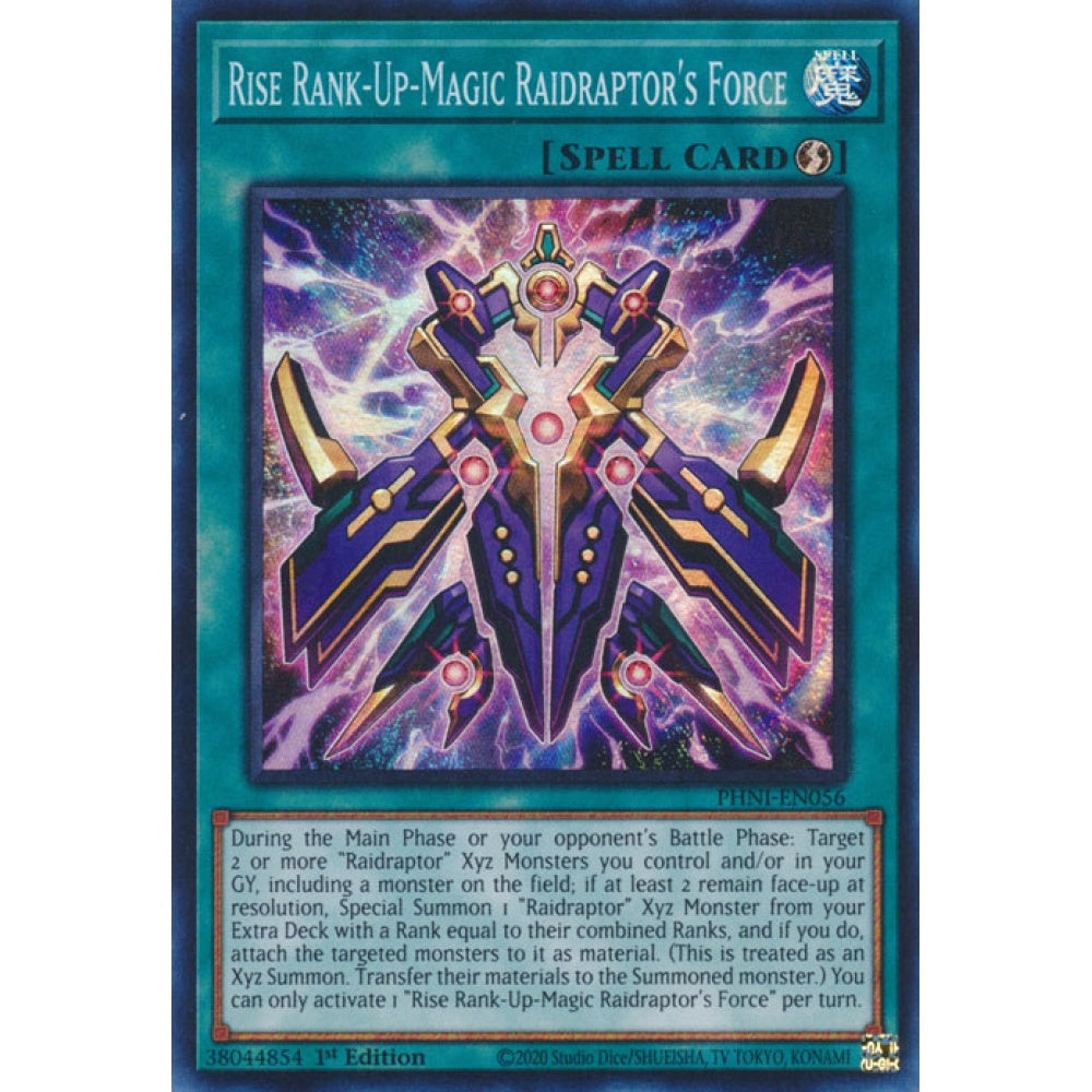 Rise Rank-Up-Magic Raidraptor's Force PHNI-EN056 Super Super Rare Yu-Gi-Oh Phantom Nightmare in Art
