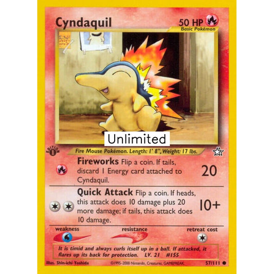 Cyndaquil Common 57/111 Pokemon Card Game Neo Genesis Spanish