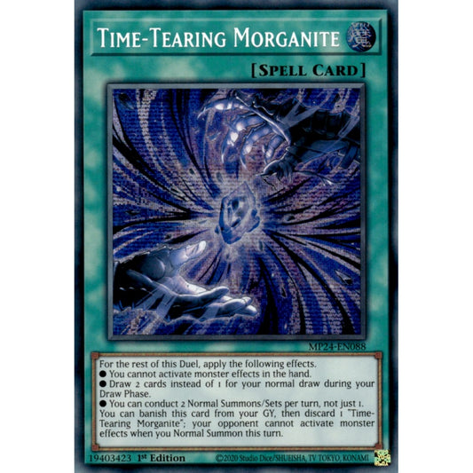 Time-Tearing Morganite MP24-EN088 Prismatic Prismatic Secret Rare Yu-Gi-Oh 25th Anniversary Tin: Dueling Mirrors in Art