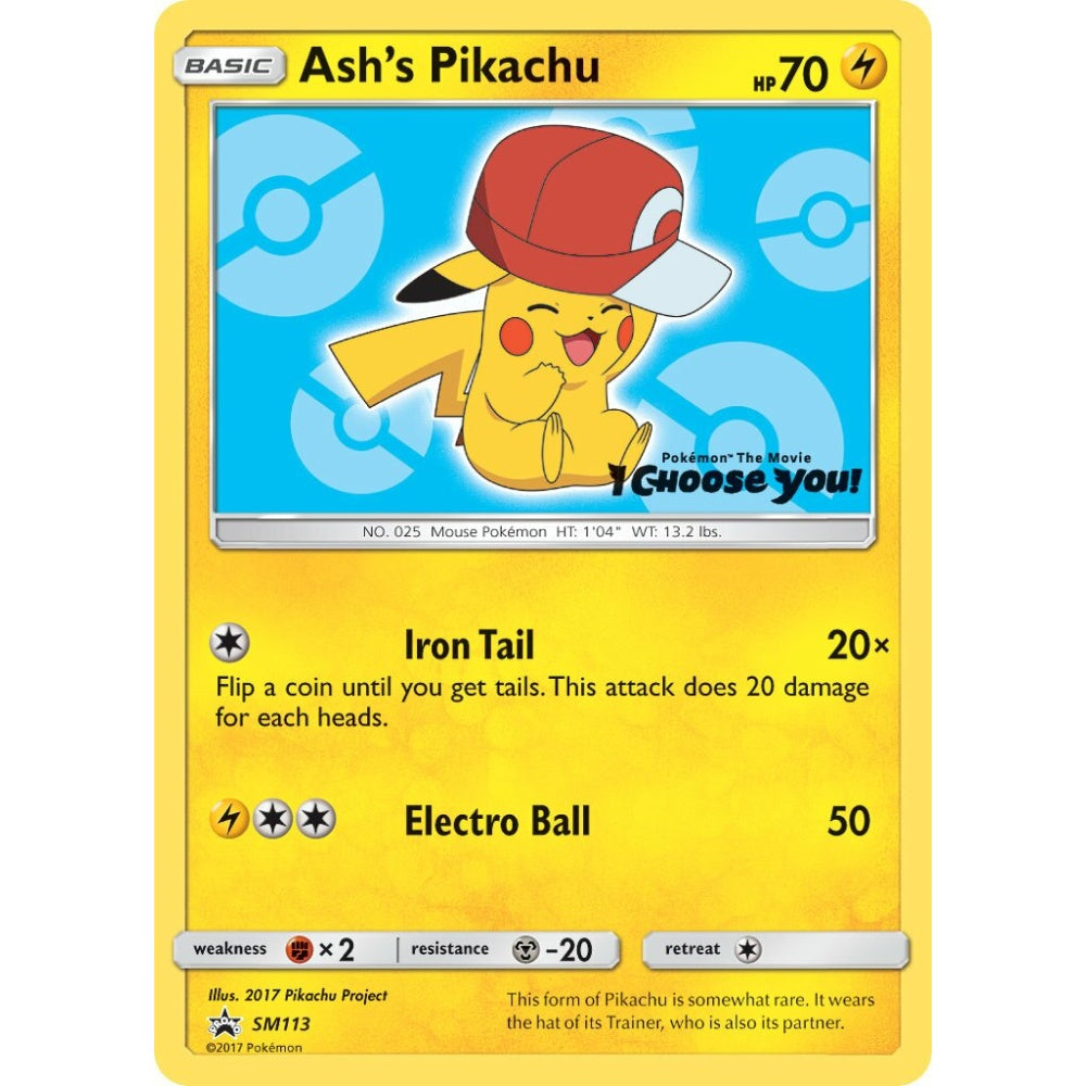 Ash's Pikachu Promo SM113 Pokemon Card Game Sun & Moon Promos