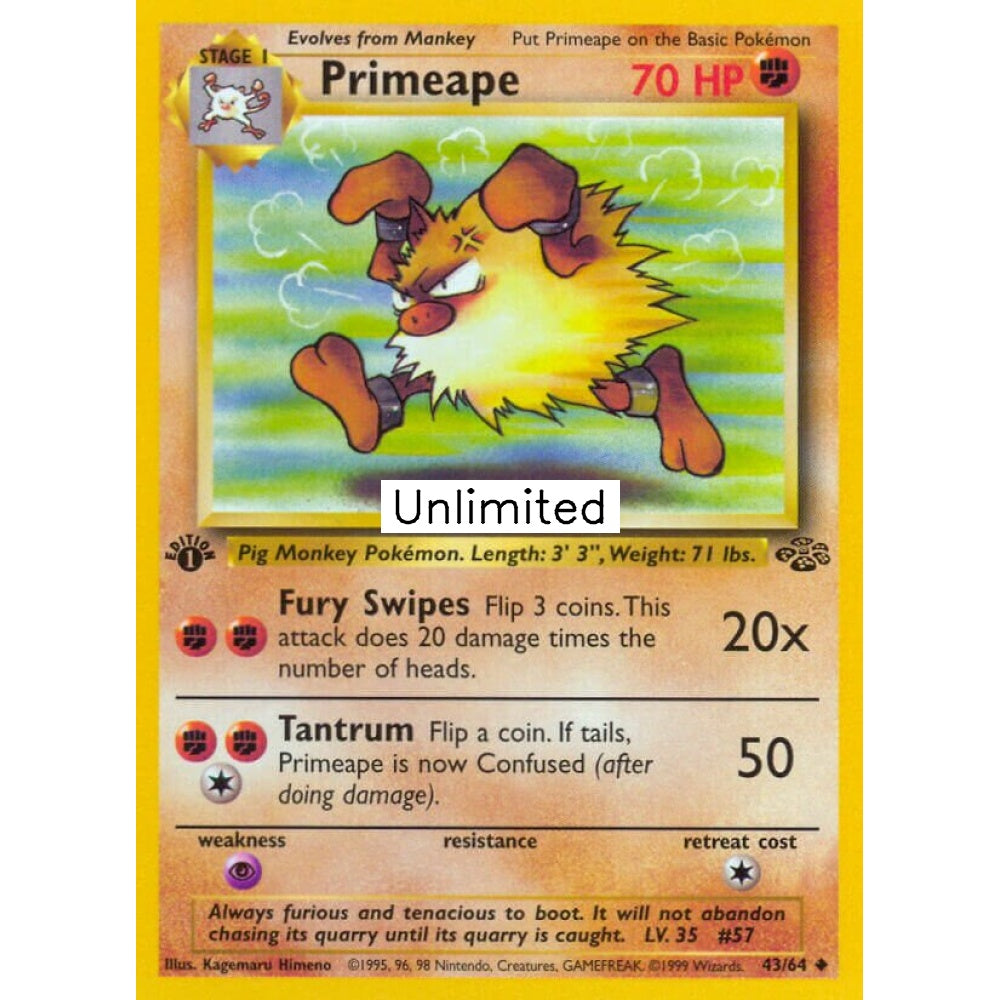Primeape Uncommon 43/64 Pokemon Card Game Jungle